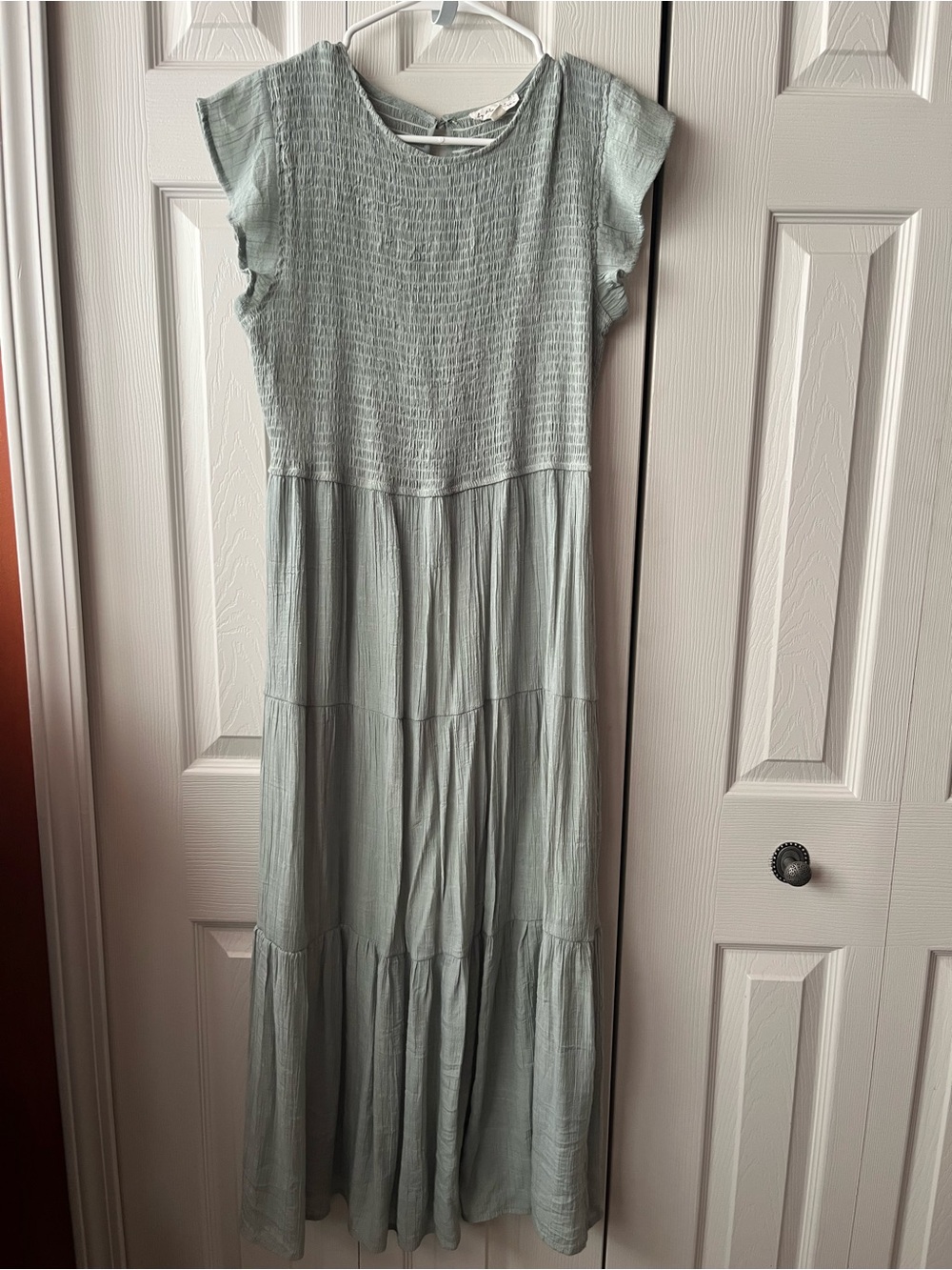 Light Sage Tiered Maxi Dress